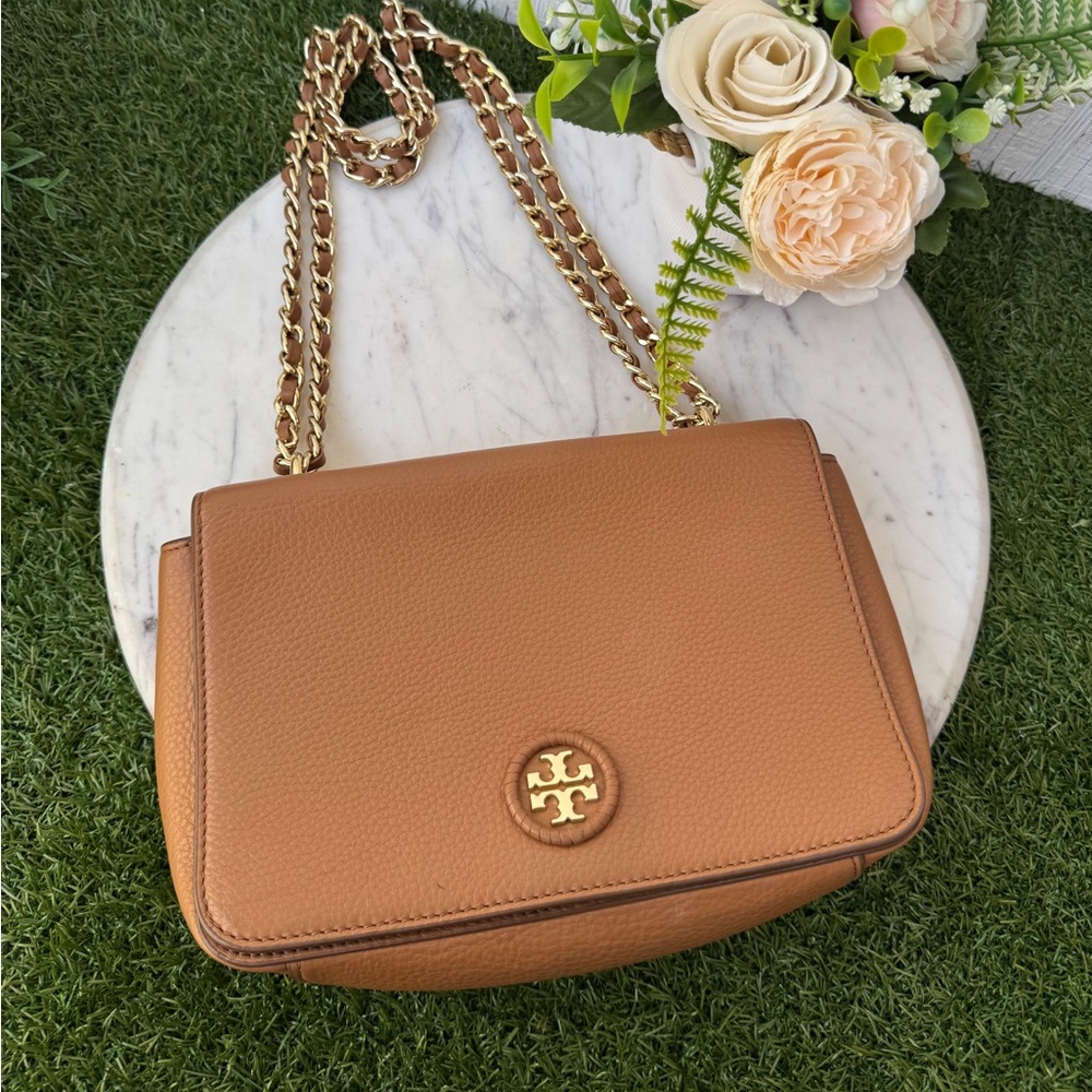 Tory Burch Tan Leather Crossbody with Gold Chain